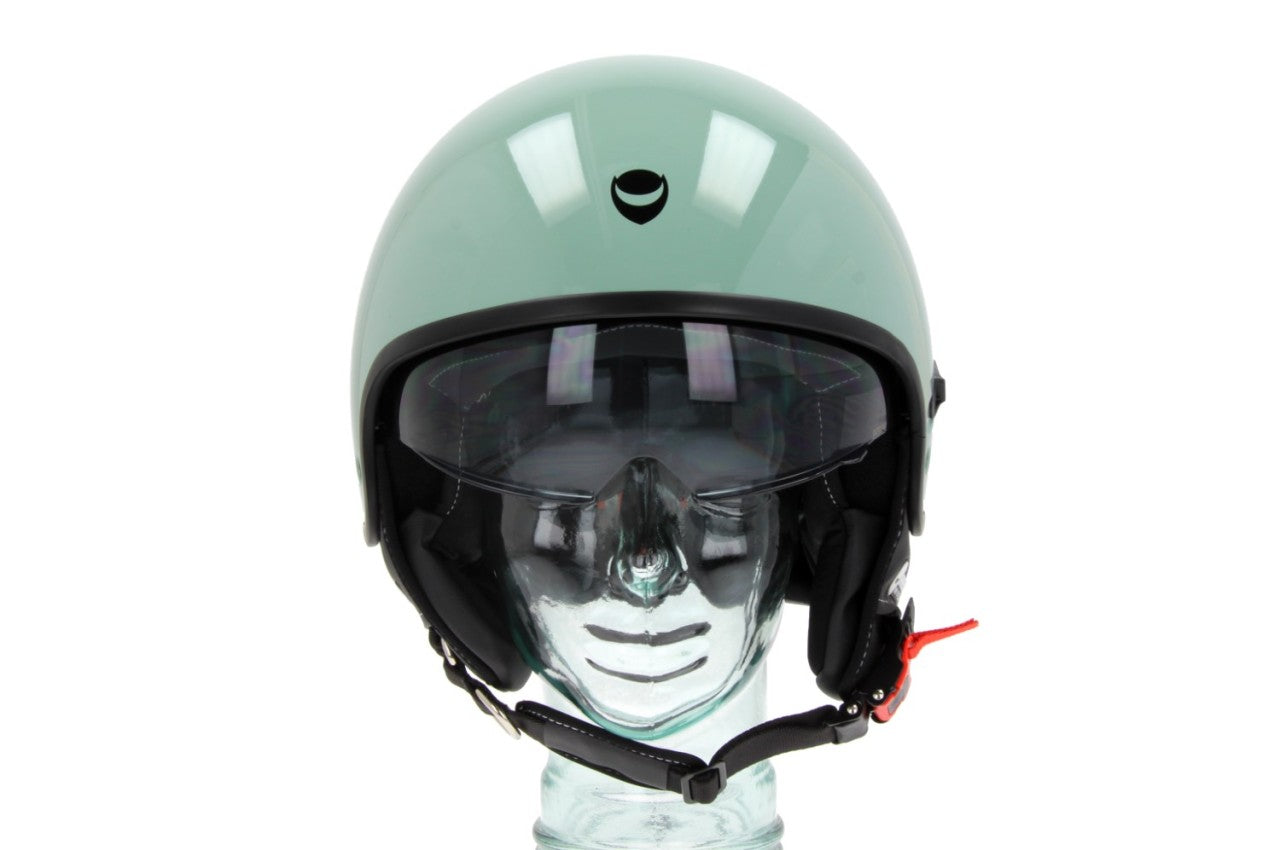 Helmo Milano Demi Jet, Puro Slider, grün/sage 22.06, Helmo Milano ECE 22.06, Helmo Milano Helme , günstige Rollerhelme, bunte Rollerhelme, Vespa Zubehör, vespa Helme ECE 22.06