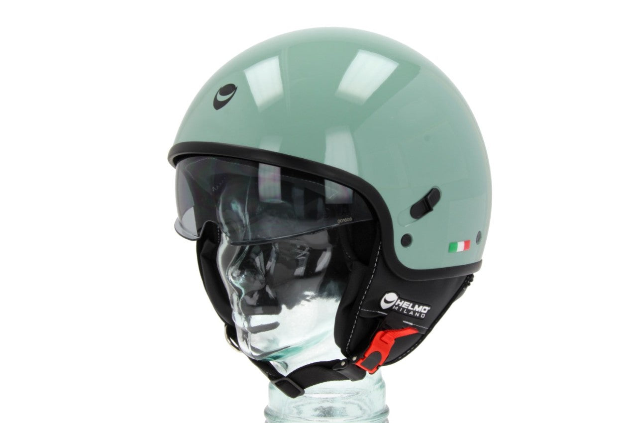 Helmo Milano Demi Jet, Puro Slider, grün/sage 22.06, Helmo Milano ECE 22.06, Helmo Milano Helme , günstige Rollerhelme, bunte Rollerhelme, Vespa Zubehör, vespa Helme ECE 22.06