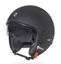 Helmo Milano Demi Jet Puro Slider matt black, helmo  milano puro slider, helmo milano helme, vespa helme, roller helme, vespa helm mit Sonnenvisier, helmo milano helm mit Sonnenvisier, ece 22.06 rollerhelme, ece 22.06 vespa helme, schwarzeer Vespa helm, schwarzer helmo Milano helm