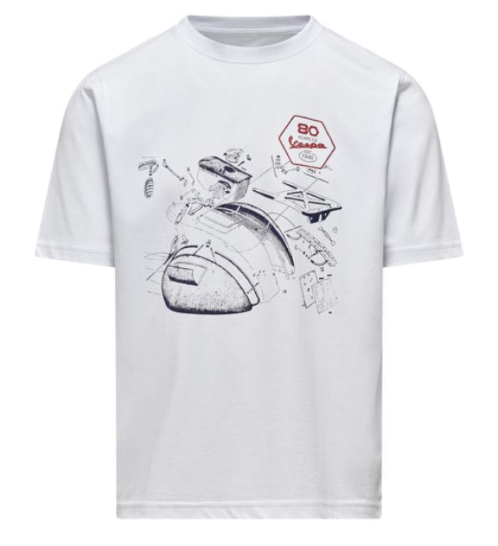 Vespa 80th Anniversary T-Shirt weiß, rot