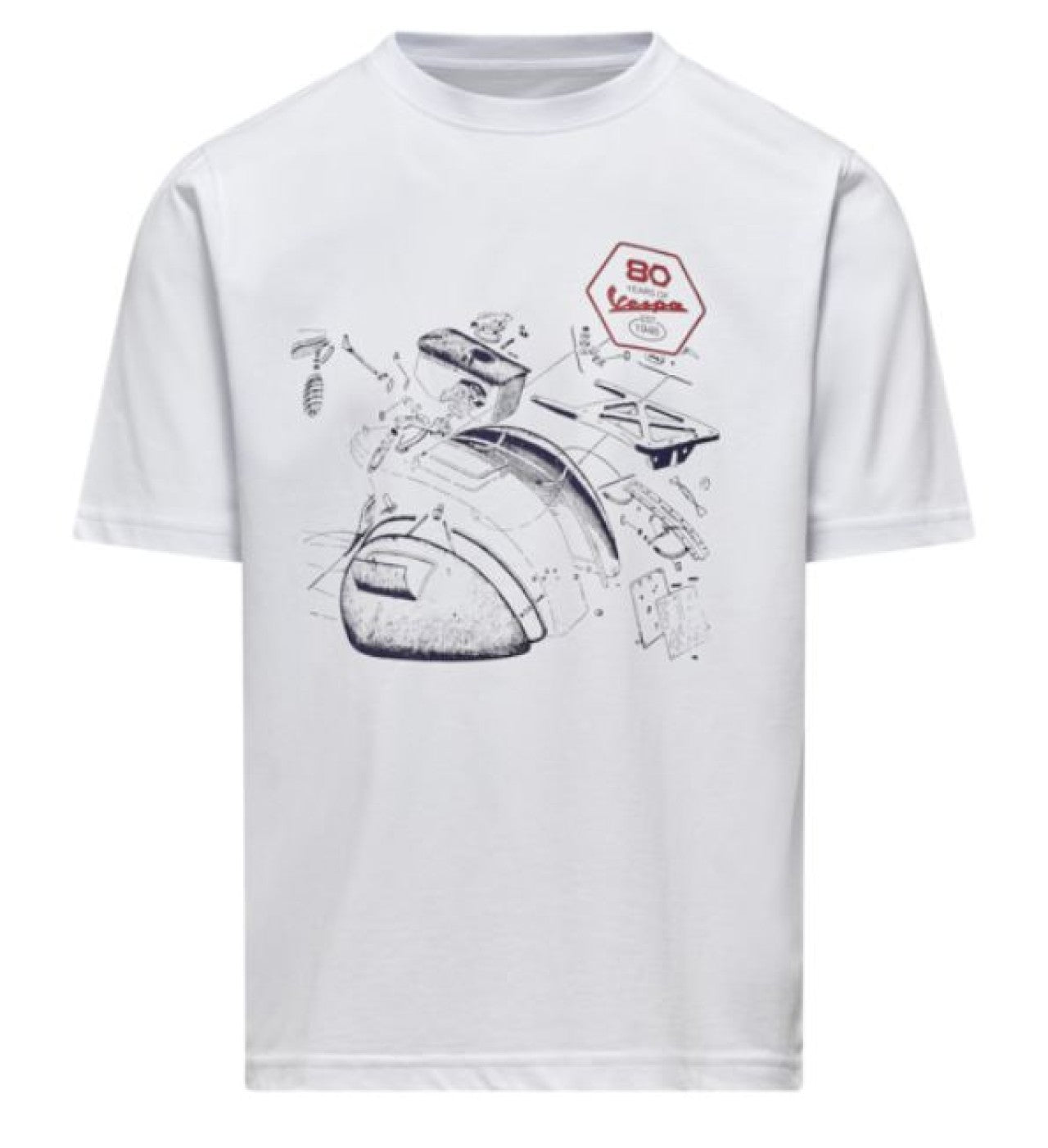 Vespa 80th Anniversary T-Shirt weiß, rot