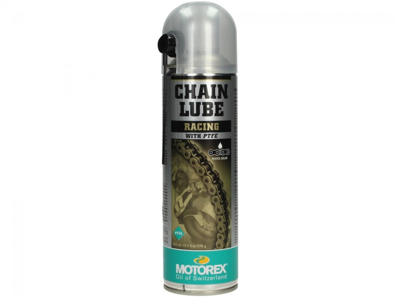 Motorex Kettenspray ChainLube Racing, 0,056 l / 0,500 l , Kettenspray für Motorrad/Vespa, Vespa Pflegeartikel, Pflegeartikel Vespa, Pflegeartikel Motorrad, Motorrad Pflegeartikel, Motorex Pflegeprodukte, Helmreinigung Vespa, Helmpflege Vespa