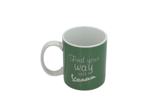 grüne Vespa Tasse "Find your way with vespa", Vespa Tasse, Tasse mit Vespamotiv