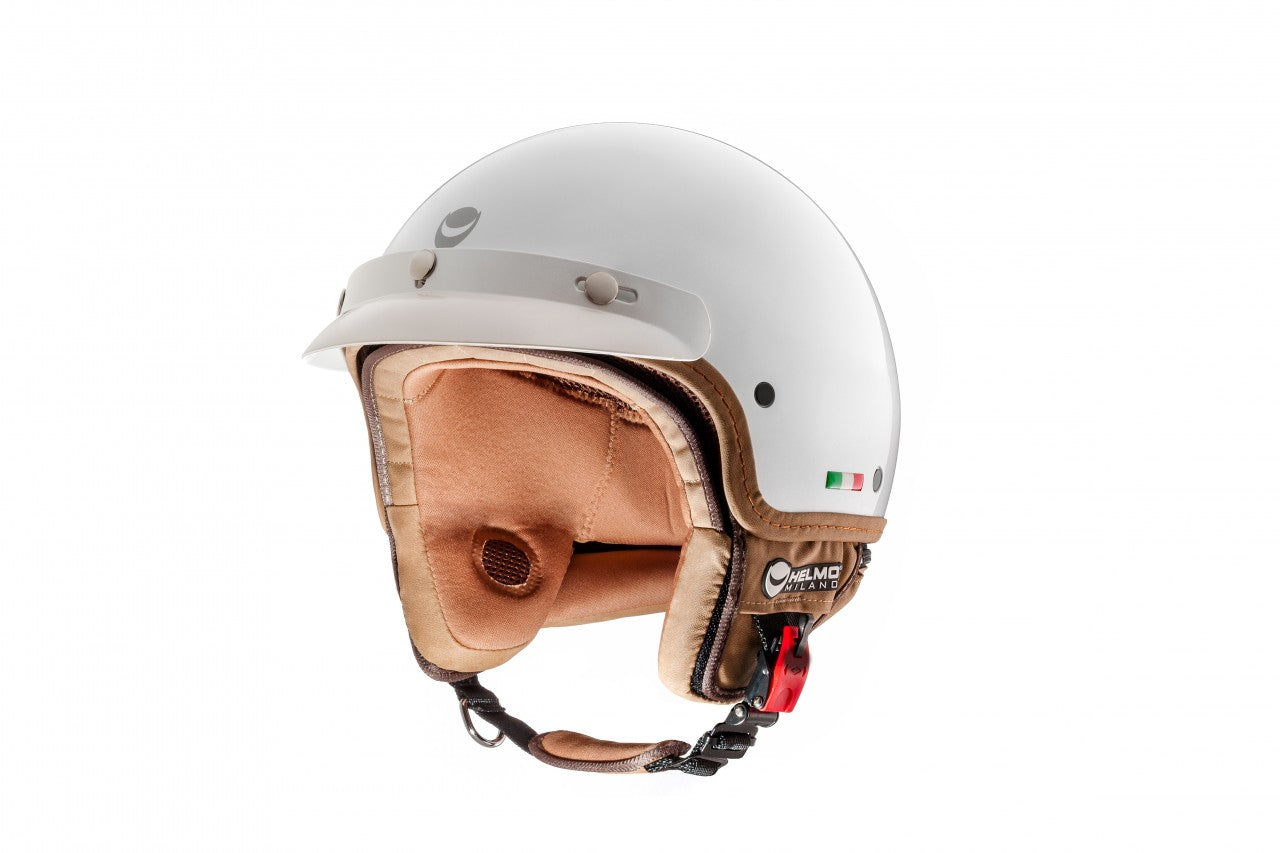 Helmo Milano Jethelm, FuoriPorta Pearl White , Helmo Milano Helm weiß, Vespa Helm weiß, Rollerhelm weiß, Helmo Milano Fuori Porta, Helmo Milano Helm mit integrierter Sonnenblende, Helmo Milano Helm weiß