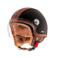 Helmo Milano Demi Jet, PelleDura Rubber Black , Helmo Milano Helm schwarz , beliebtester Vespahelm , beliebtester Rollerhelm , beliebtester Helmo Milano Helm, ,Helmo Milano Helme mit langem Visier, Helmo Milano Helme, braune Vespa Helme, schlichte Vespa Helme mit langen klaren Visier