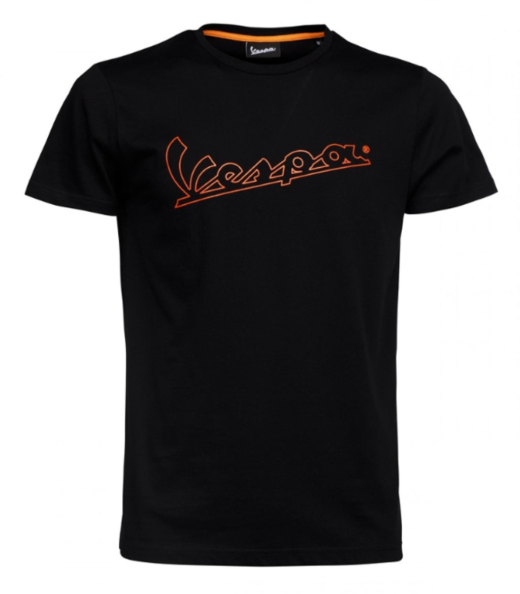 schwarzes Vespa T-Shirt, Vespa Fluo, Vespa Merchandising, Vespa Bekleidung, Vespa T-Shirt