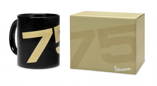 Vespa Tasse schwarz 75, Vespa Tasse, Tasse mit Vespamotiv