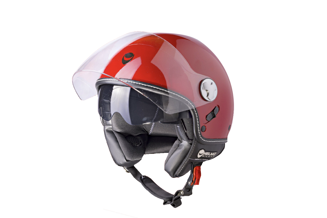 Helmo Milano Demi Jet, Eos Red, Helmo Milano Helm Rot , Vespahelm rot , rollerhelm rot, Helmo Milano Helm mit Visieren günstig , Helmo Milano Helme mit langem Visier, Helmo Milano Helme, EOS Vespa Helme, schlichte Vespa Helme mit langem klaren Visier