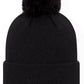schwarze Mütze mit Knit bobble, Vespa Mütze, Vespa Mütze mit Bommel, Mütze mit Vespa Motiv