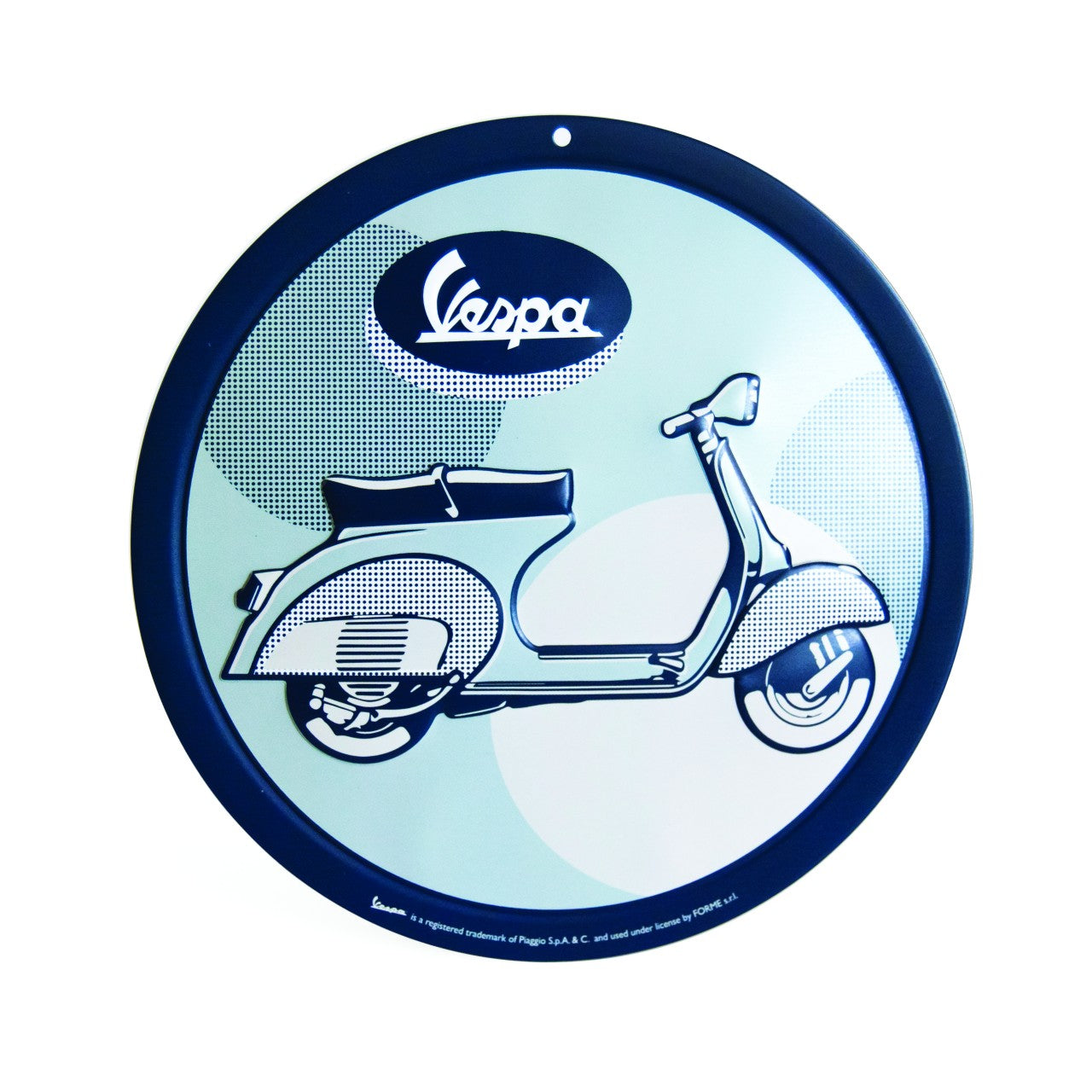 Rundes blaues Vespa Metallschild